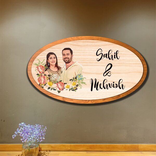 Wooden Name Plate With Photo Gift