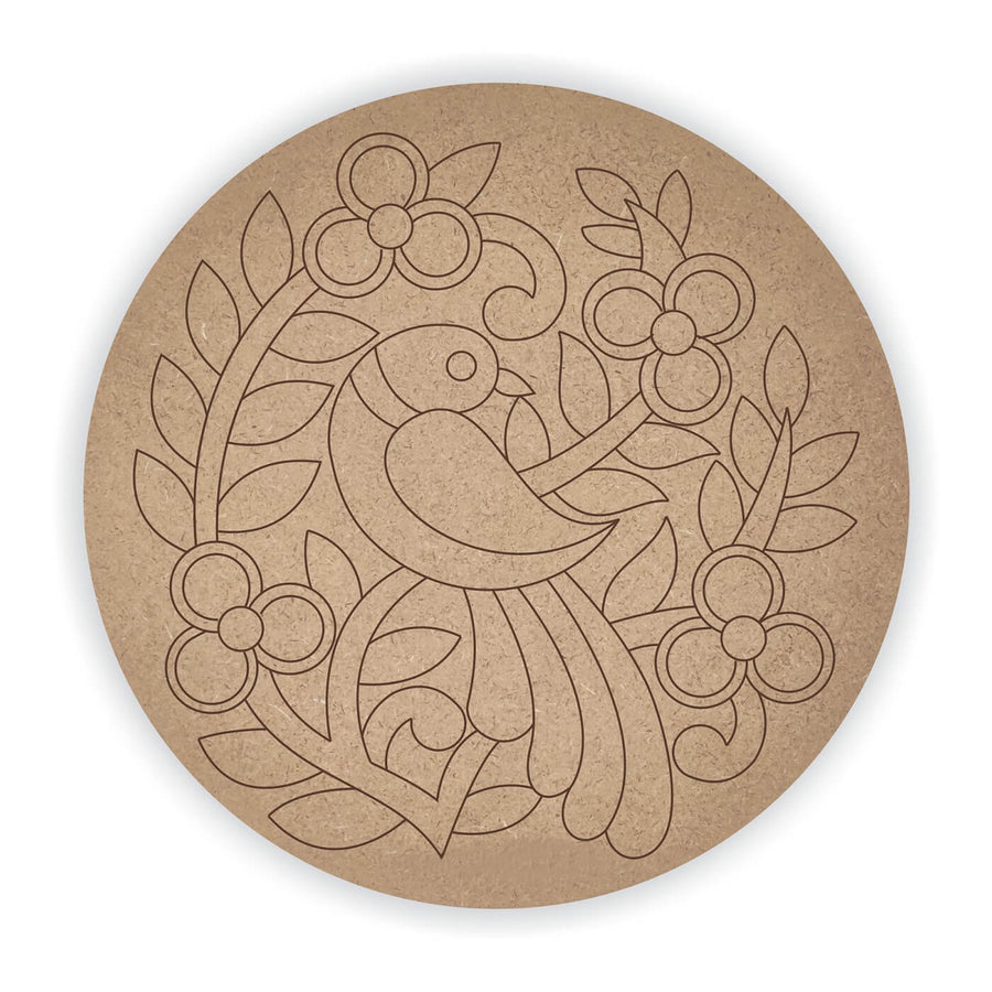 Pre Marked MDF Base – Birds – 8 Inches