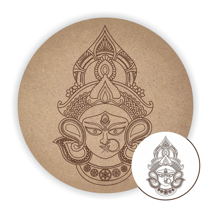 Divine Pre Marked MDF Base – Intricate Durga Maa