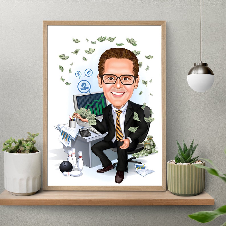 Personalized Male Investor Caricature