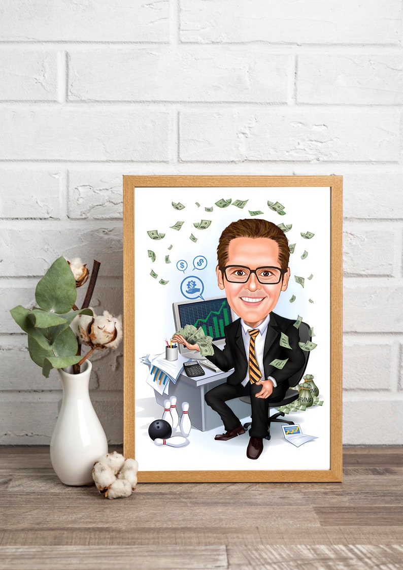 Personalized Male Investor Caricature