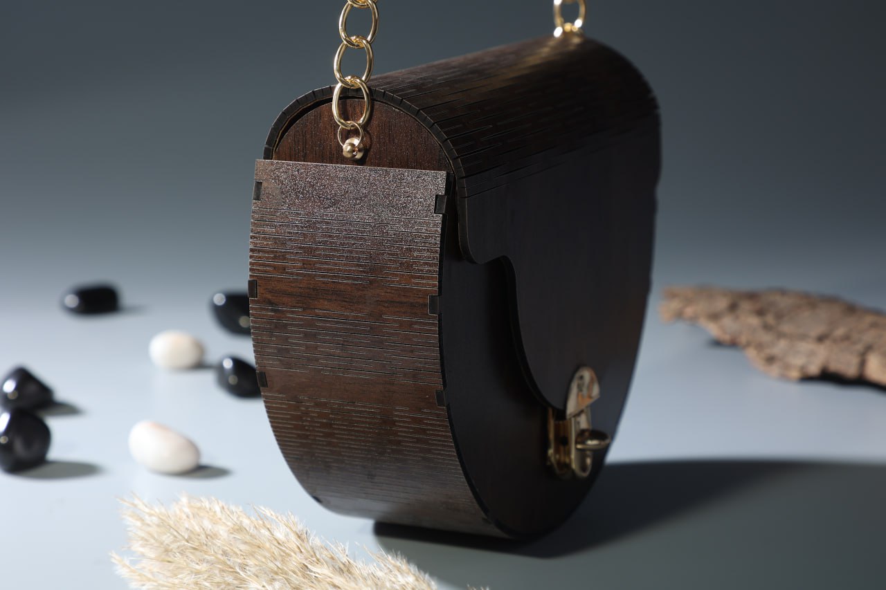 Dark Wooden Round Bag | Purse for Women