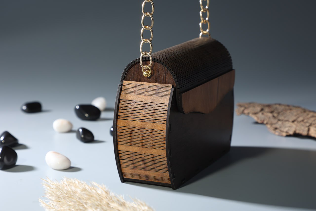 wood  small Mini Round Bag