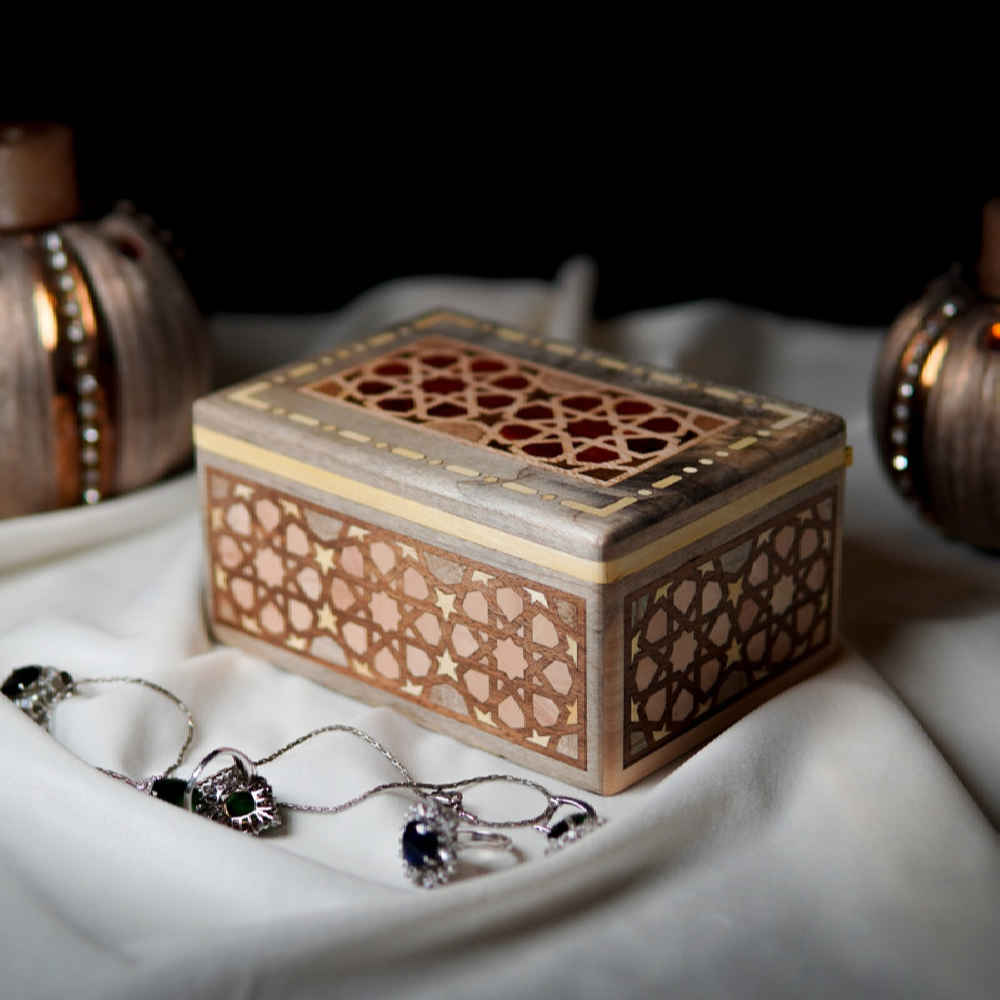 Diwali Box 054 Handcrafted Wooden Jewelry Box with Marquetry Technique