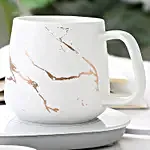 m002 3D Ceramic White Matte Marble Coffee Mug