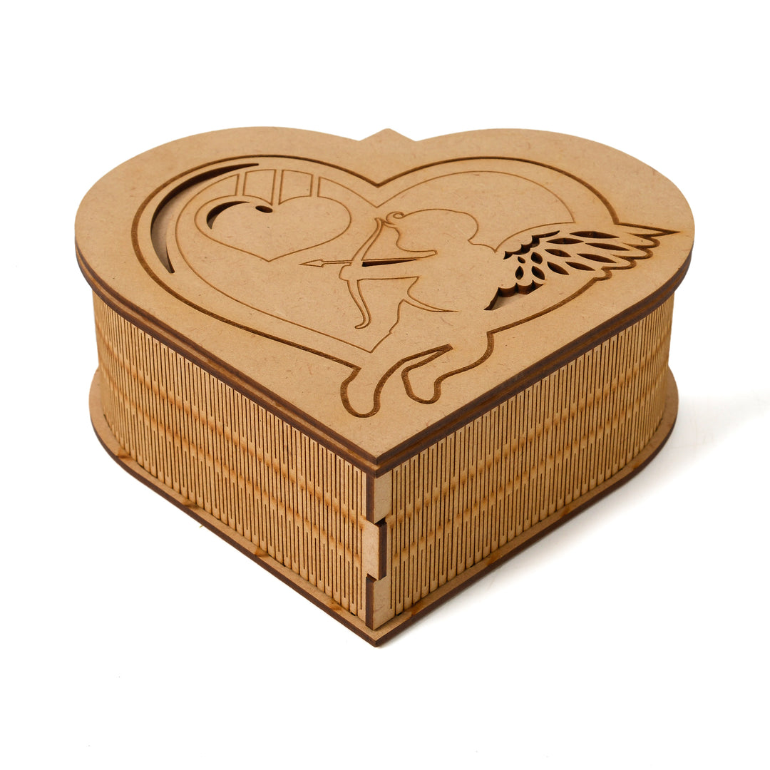 mdf box 04 Heart Engraved Wooden Box