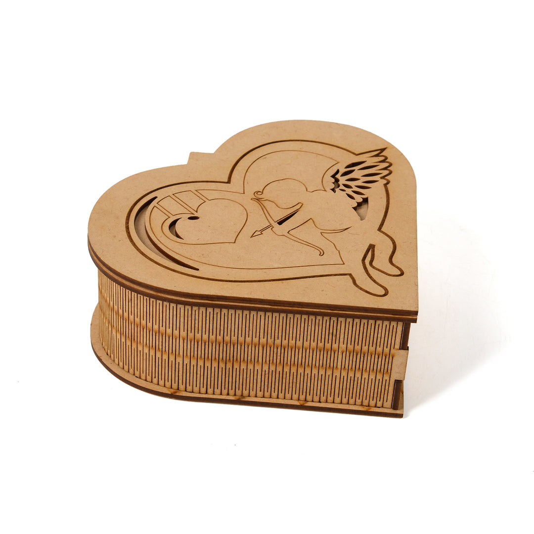 mdf box 04 Heart Engraved Wooden Box