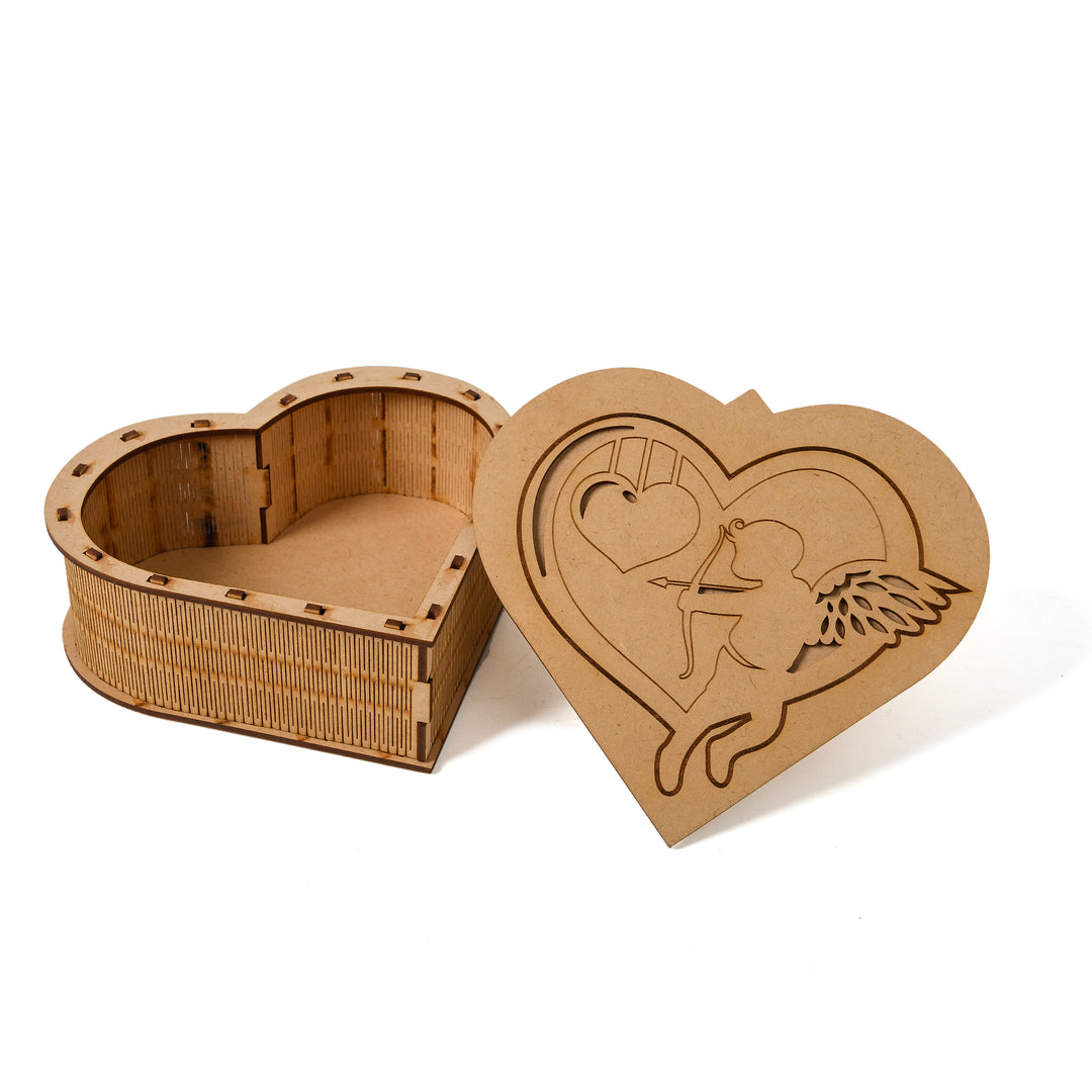 mdf box 04 Heart Engraved Wooden Box