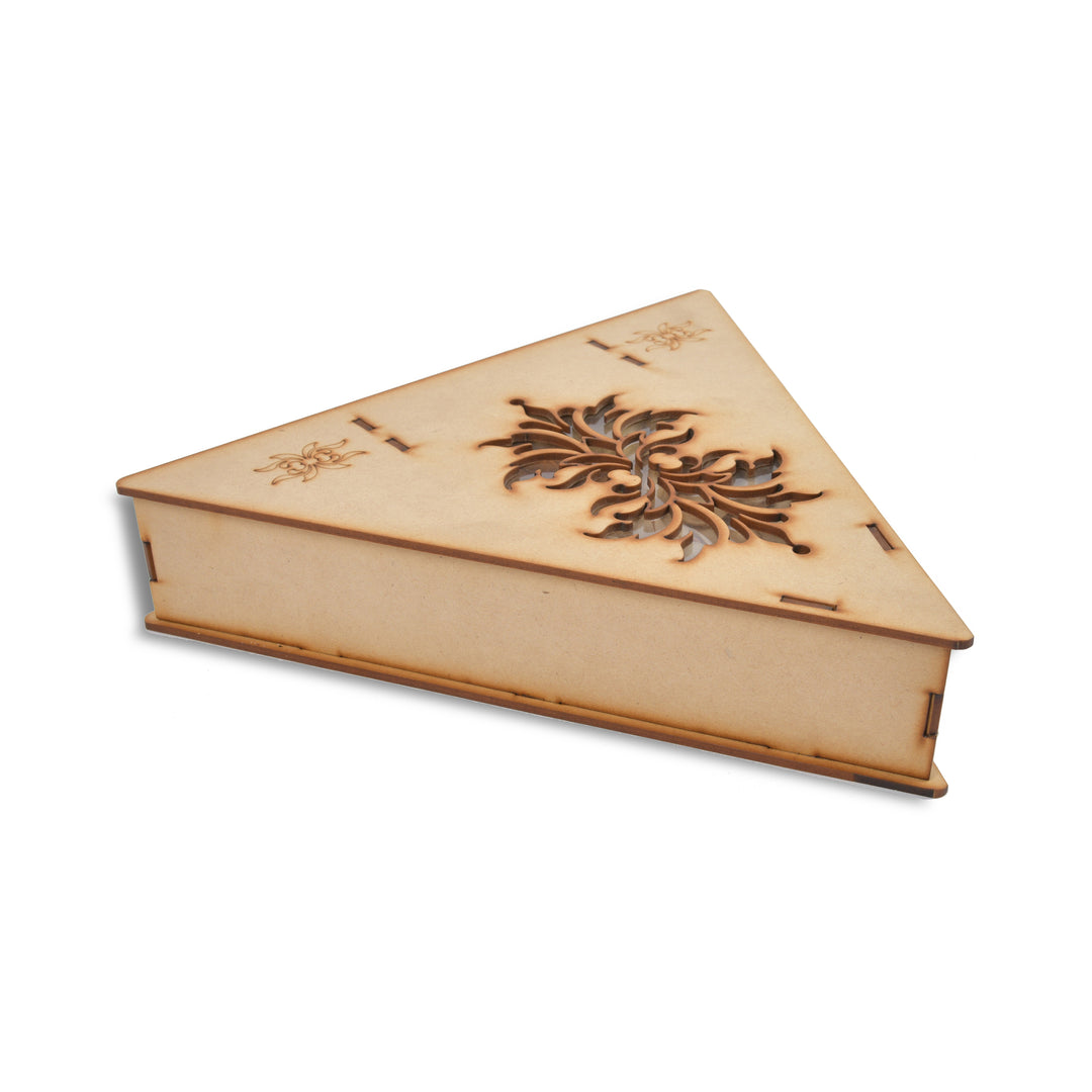 mdf box 022 Wooden Triangle Dry Fruit Gifting Box