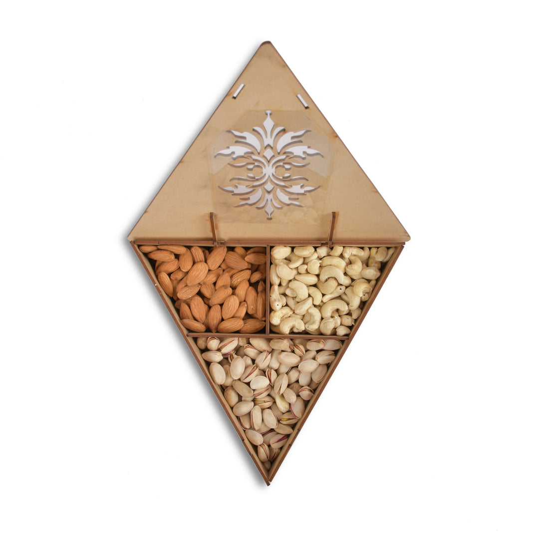 mdf box 022 Wooden Triangle Dry Fruit Gifting Box