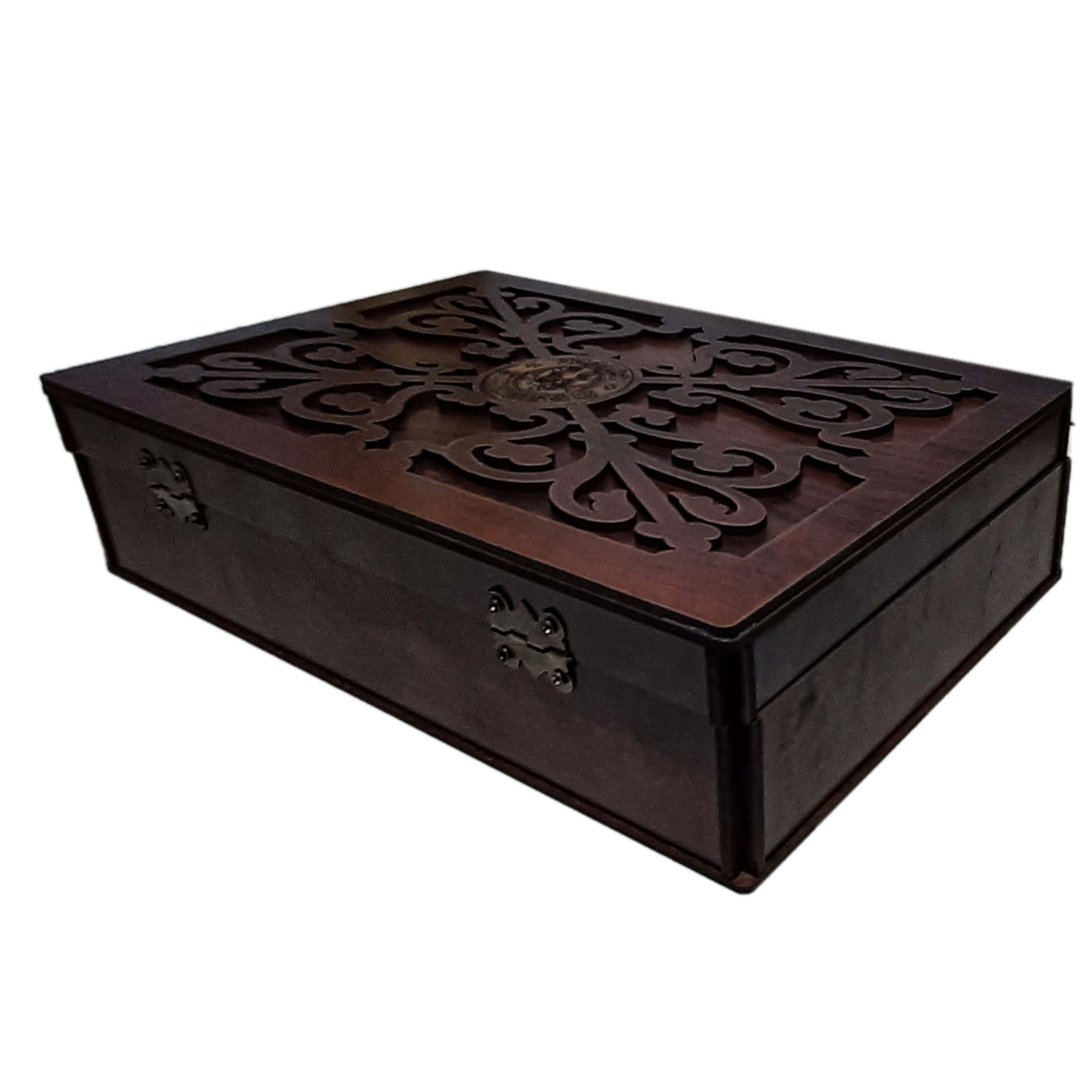 Diwali Box 041 Wooden Dry Fruits Organizer Box 7-Compartment Brown