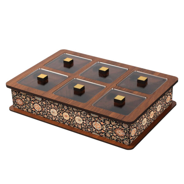 Diwali Box 030 Wooden Tea Bag Organizer Box with Leaf Design