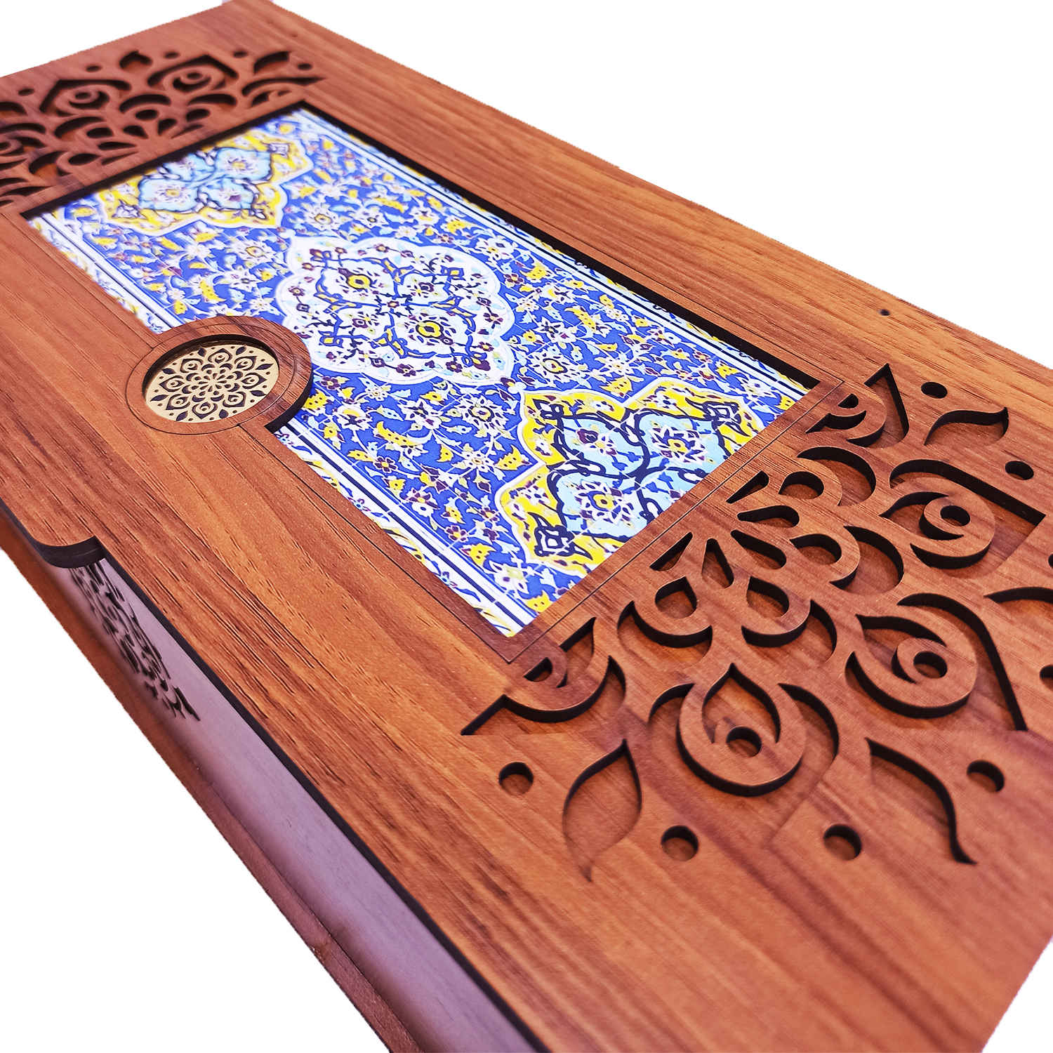 Diwali Box 076 Wooden Tea Bag Organizer Box with Persian Tile Design