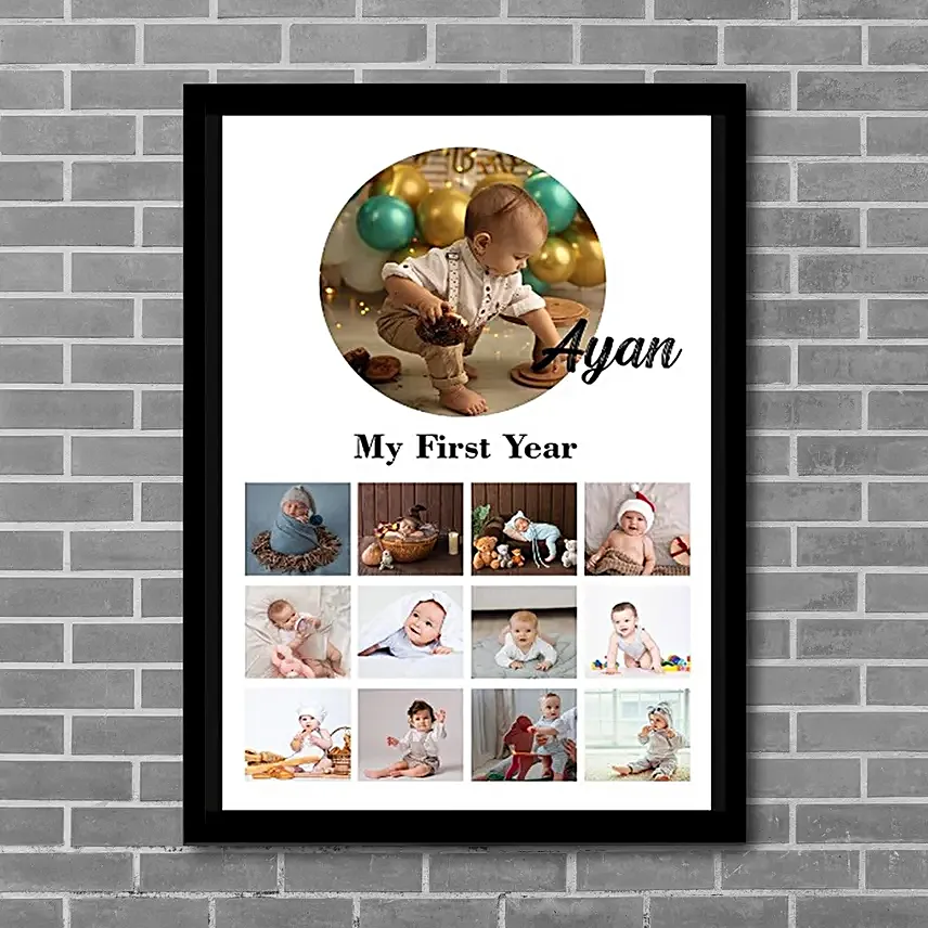 Fm 027  Personalised Baby’s First Year Photo Frame