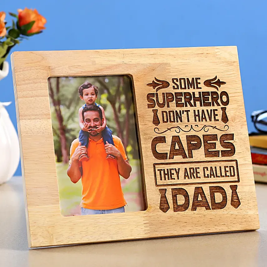 Fm 048 Personalised Superhero Dad Wooden Frame