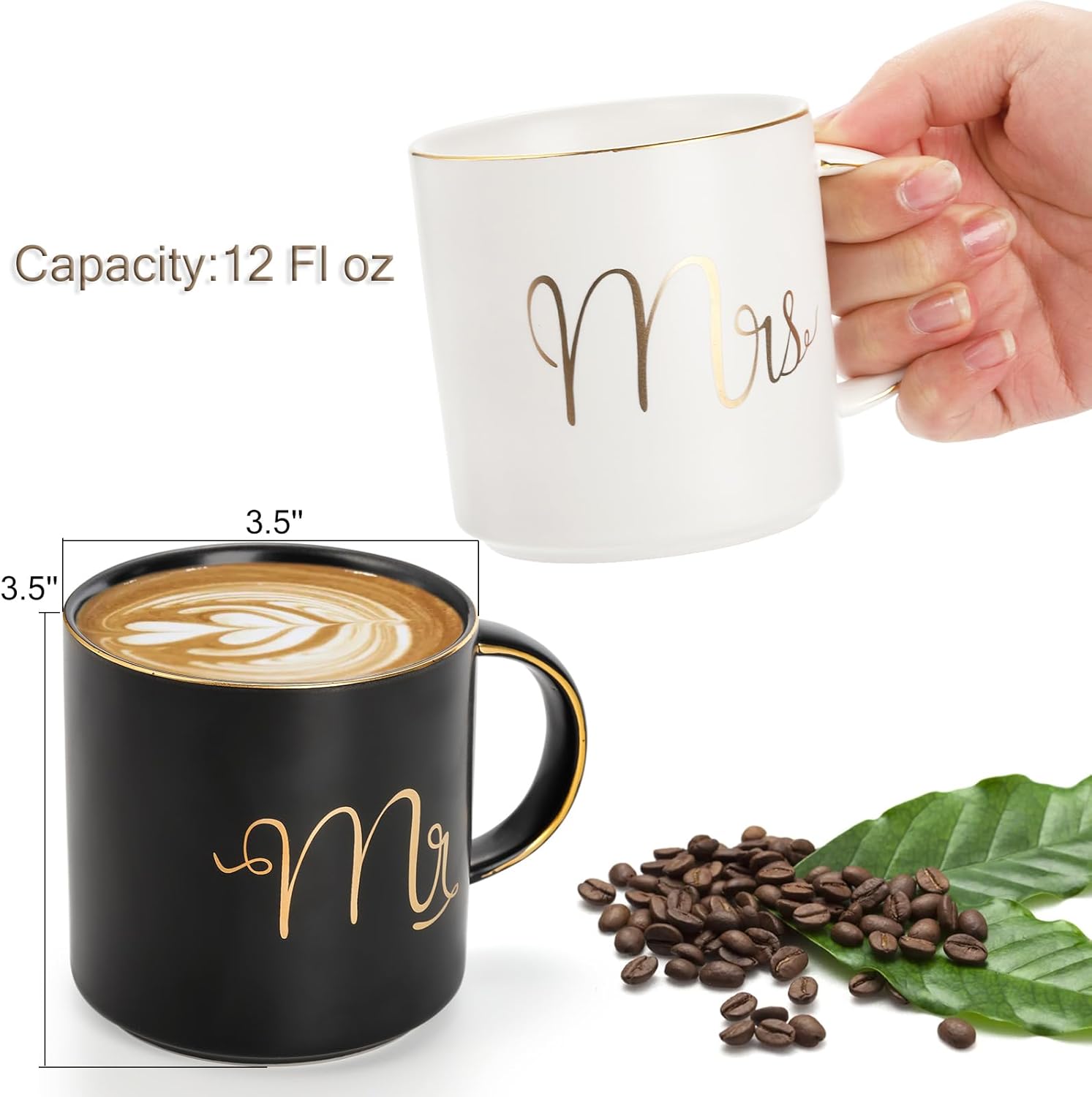 Unique Black White & Gold Mr And Mrs Coffee Mug