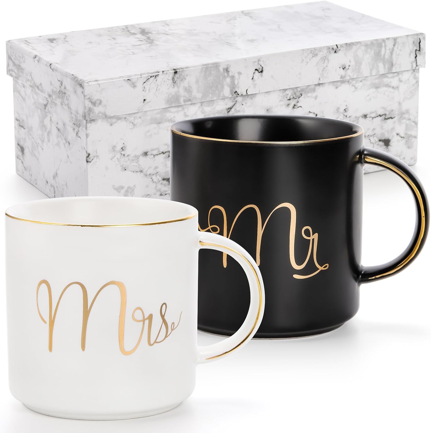 Unique Black White & Gold Mr And Mrs Coffee Mug