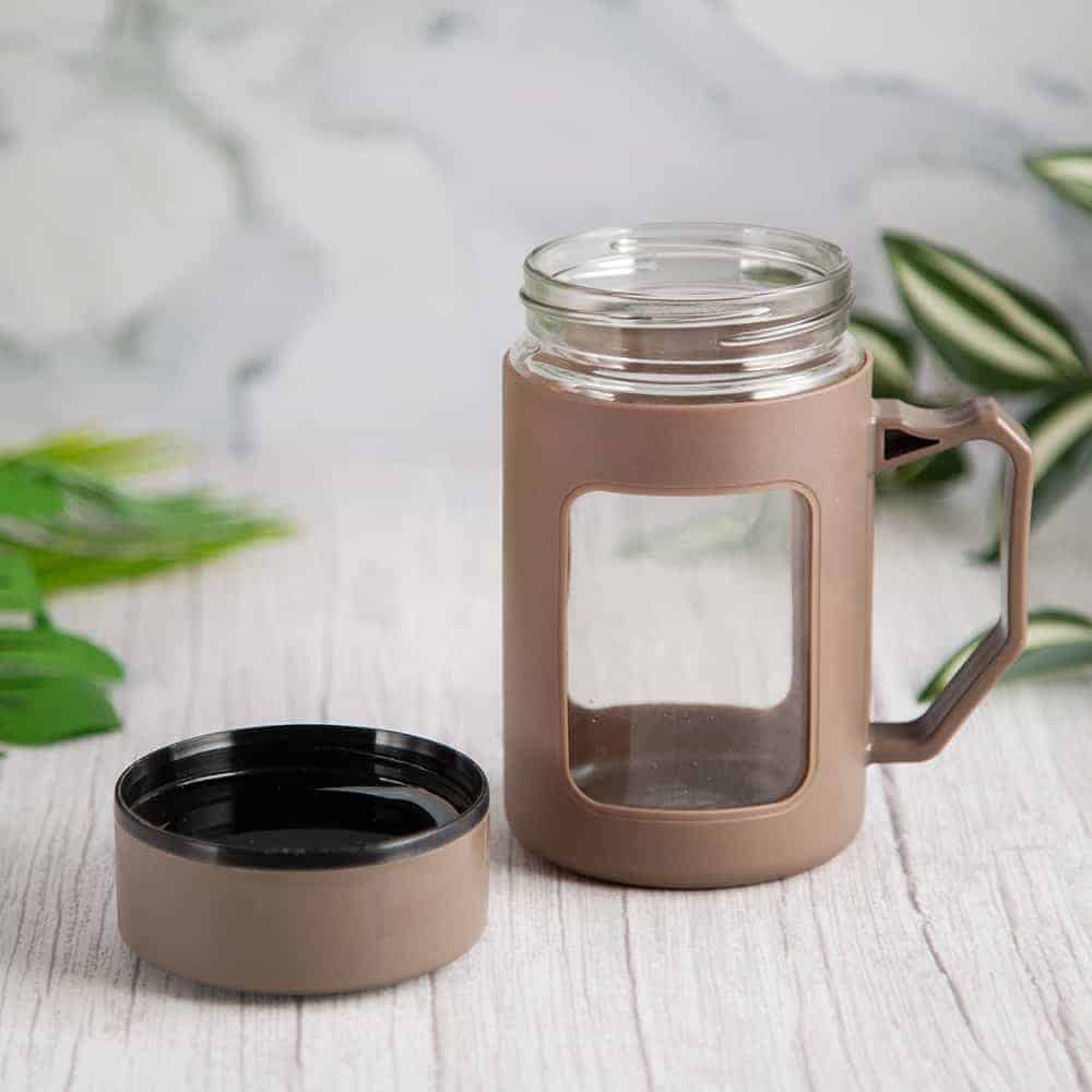 Inner Glass Outer Plastic 500 ml Travel Mug with lid-1 Piece