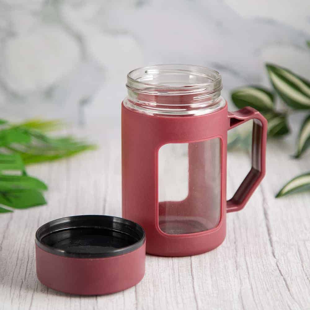 Inner Glass Outer Plastic 500 ml Travel Mug with lid-1 Piece