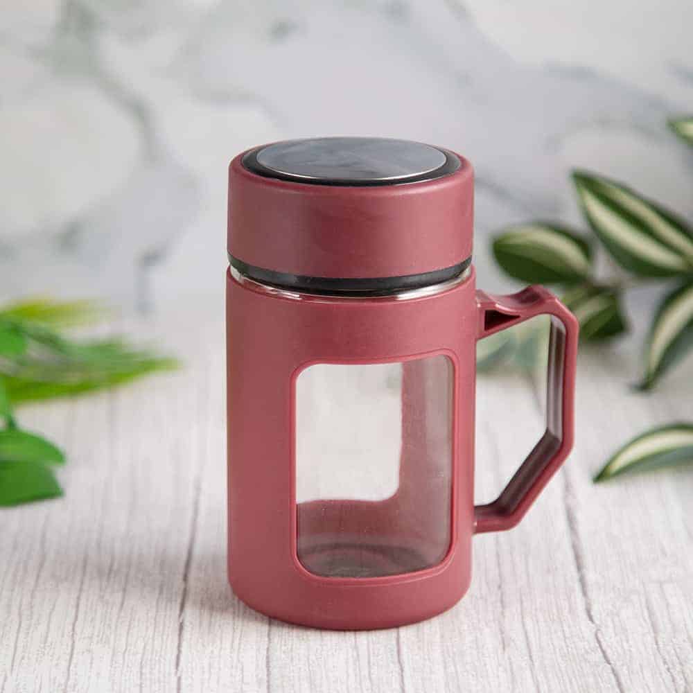 Inner Glass Outer Plastic 500 ml Travel Mug with lid-1 Piece