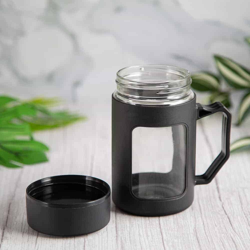 Inner Glass Outer Plastic 500 ml Travel Mug with lid-1 Piece