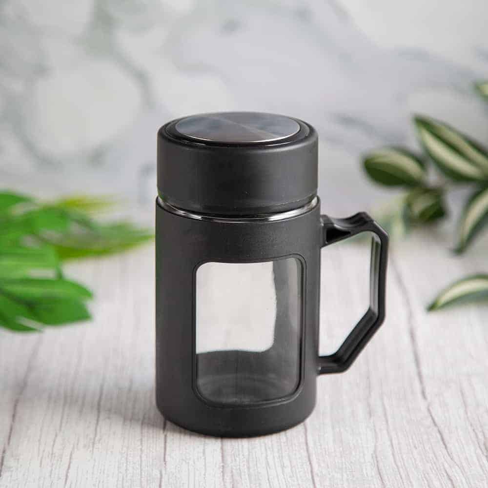 Inner Glass Outer Plastic 500 ml Travel Mug with lid-1 Piece