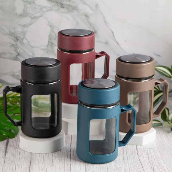 Inner Glass Outer Plastic 500 ml Travel Mug with lid-1 Piece